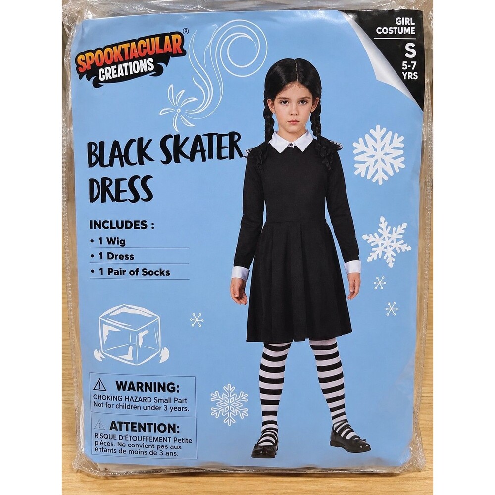 Wednesday Addams Inspired Girl’s Halloween Costume Size S 5-7 Goth Schoolgirl
